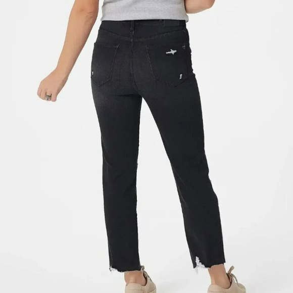Serra Retreat Joie Rucker Dume High Rise Straight Jeans Size 10 Black Distressed - Picture 3 of 12